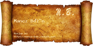 Mancz Bán névjegykártya